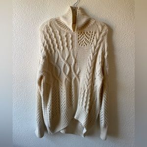 Athleta Bedford Cable Knit Cashmere Wool Sweater